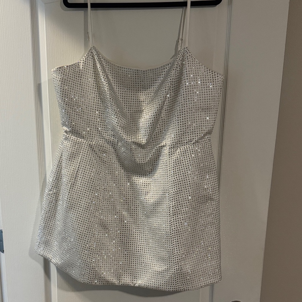 Fashion Nova Silver Sequin Mini Dress